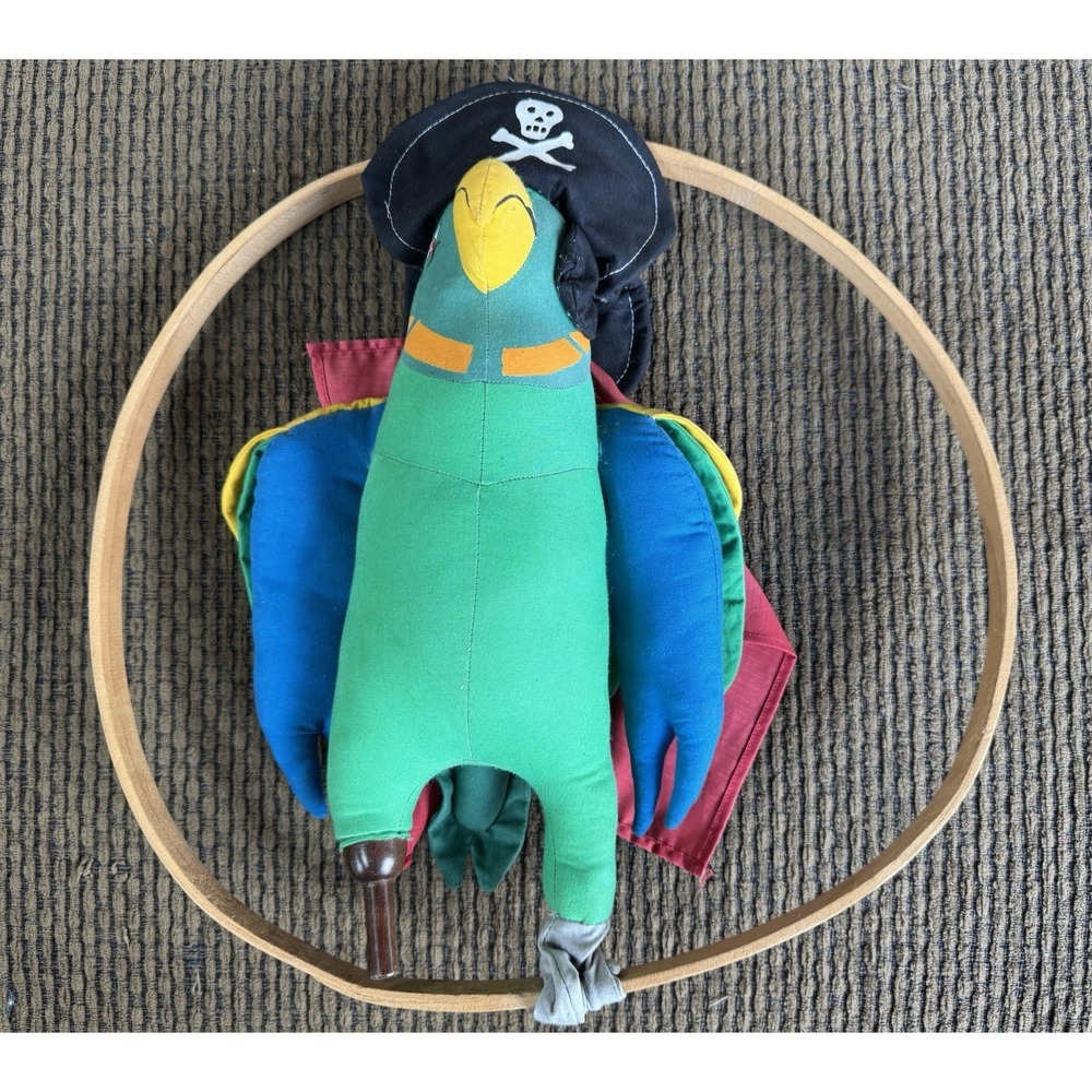 15" Hanging Parrot Plush Toy Stuffed Animal - Pirate - Picture 2 of 9